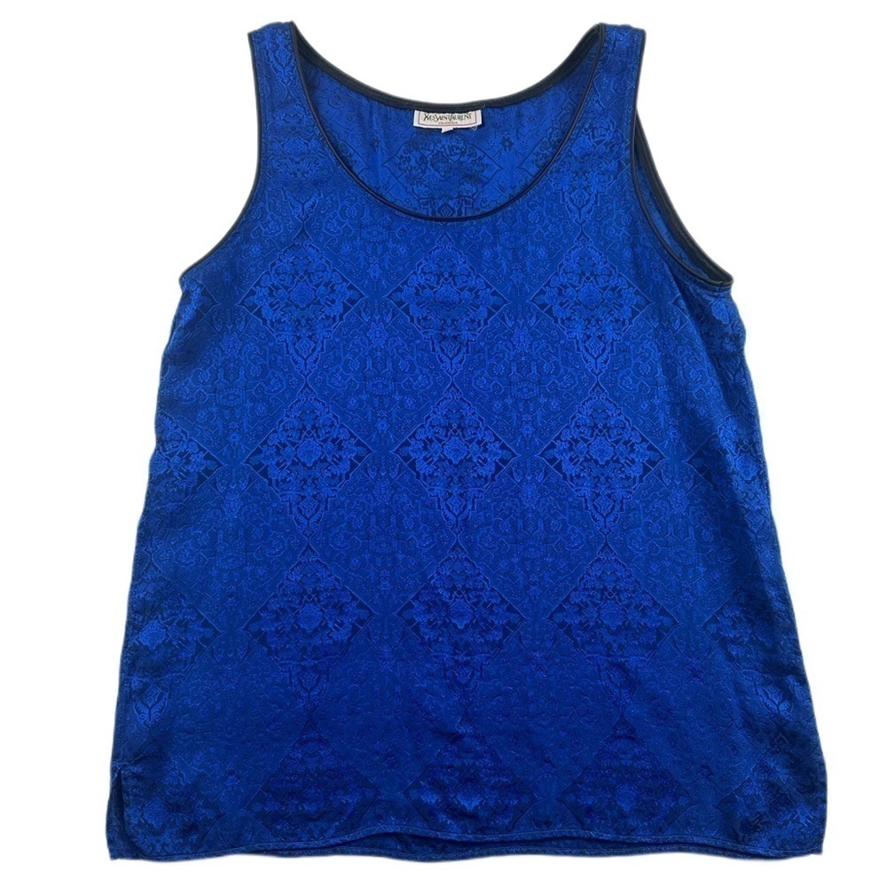 Yves Saint Laurent Variation Women's size 40 Blue Jacquard Tank Top Vintage
